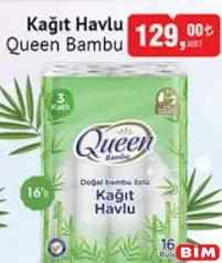 QUEEN BAMBU KAĞIT HAVLU 16'LI QUEEN BAMBU KAĞIT HAVLU 16'LI